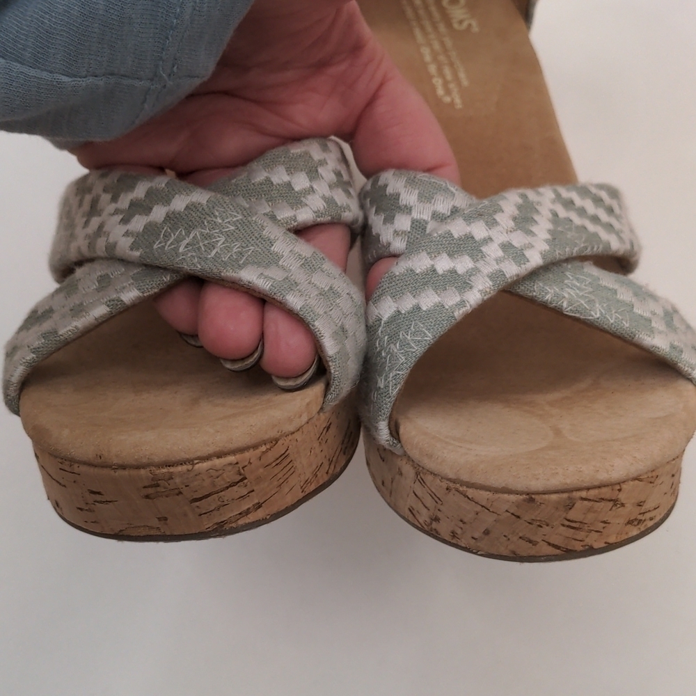 đ
ștoms Sienna Aztec Wedges Green White 8 - Picture 5 of 10